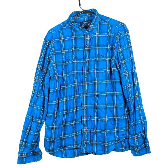 American Eagle Mens Shirt Multicolored Button Down Plaid Flannel 100% Cotton L - Picture 1 of 12
